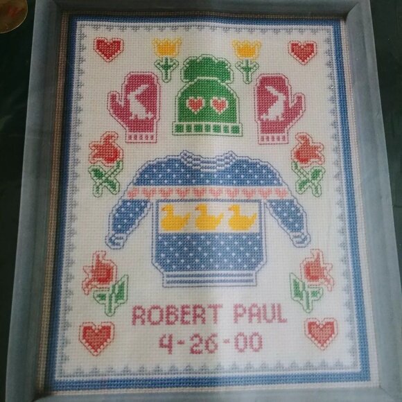 Cross Stitch Kit Sunset Sweater Birth Announcement 8x10 Polly Carbonari Counted - Picture 1 of 11